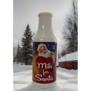 Holiday Time Bottle "Milk for Santa" Christmas‎ Stoneware Decorations